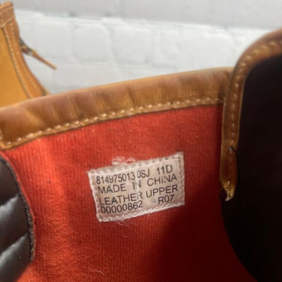 VTG Polo Ralph Lauren Sports Boots Tan Duck Leather Double Zip Strap Hunt Shoes - Picture 13 of 16